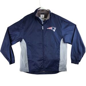 New England Patriots Windbreaker NFL Jacket Mens L Navy Blue Sporty Gameday